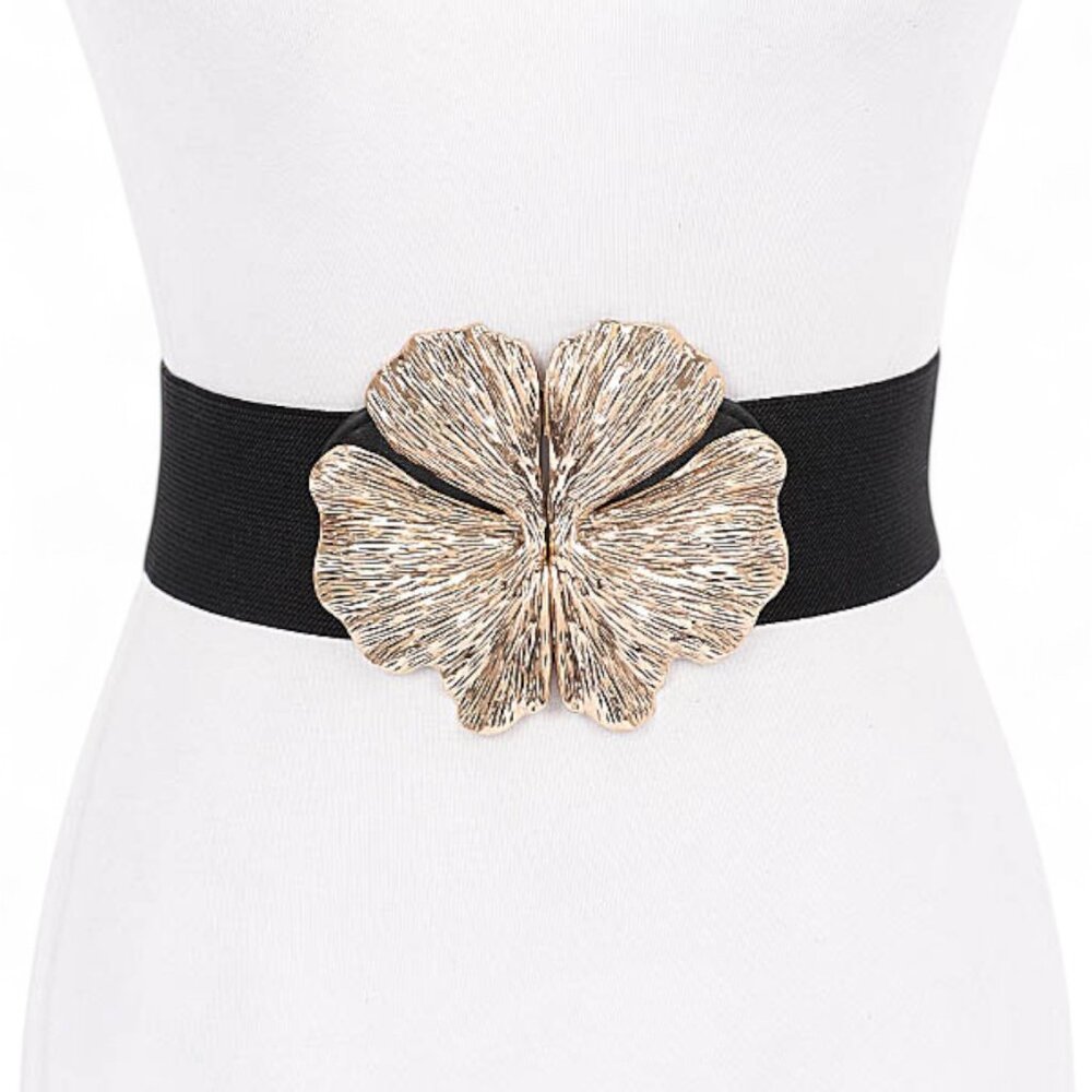 BNWT Antique Gold Vintage Flower Buckle Elastic Fashion Belt